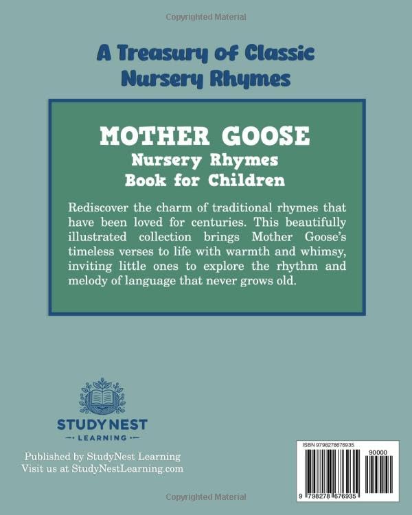 Mother Goose Nursery Rhymes Book for Children: Timeless Nursery Rhymes for Language Development, Rhythm, and Early Literacy