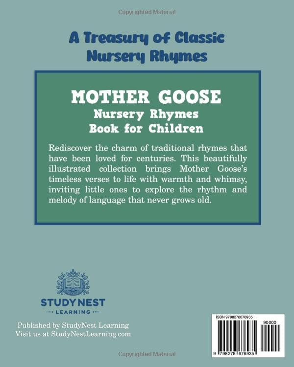 Mother Goose Nursery Rhymes Book for Children: Timeless Nursery Rhymes for Language Development, Rhythm, and Early Literacy