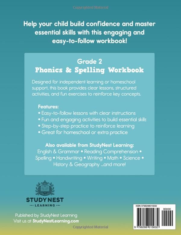 Phonics & Spelling - Grade 2: Step-by-Step Practice with Phonics Patterns, Word Study, and Spelling Skills for Second Grade Success
